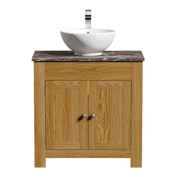 The Bath Co. Chester oak washstand with brown marble top and Eden basin 800mm