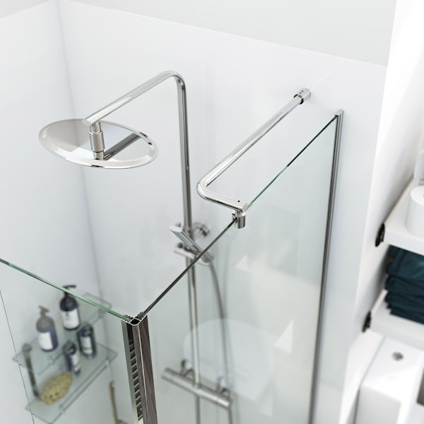Orchard 6mm walk in glass panel pack with fixed return panel and walk in shower tray