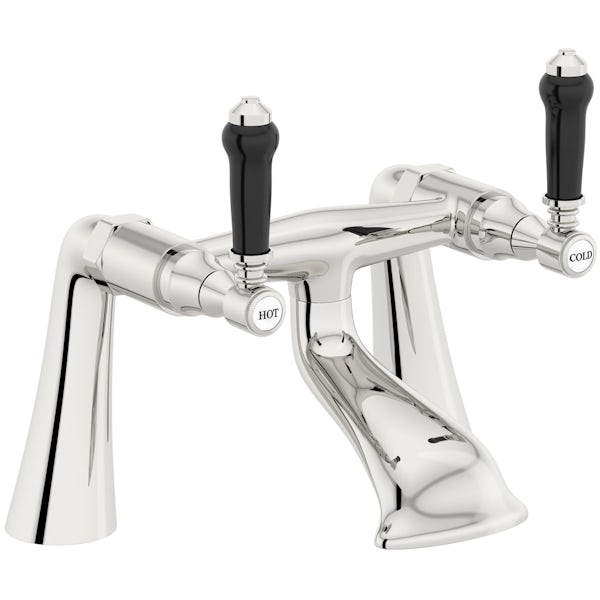 The Bath Co.Winchester bath mixer tap with black lever handle