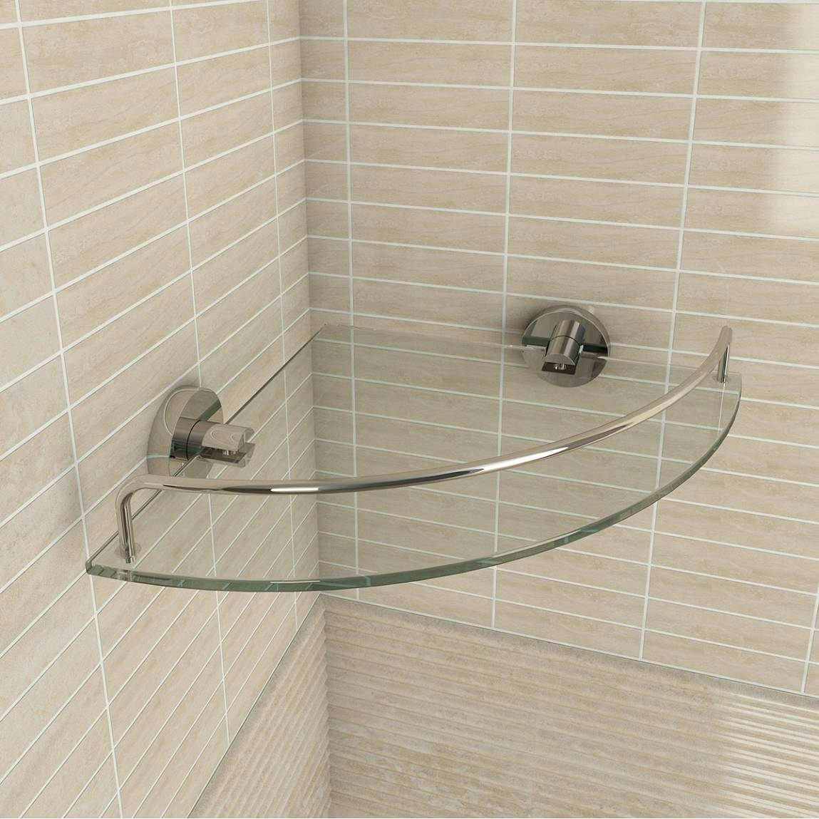 Glass corner store shower shelf