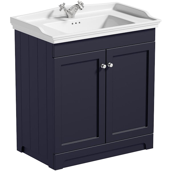 The Bath Co. Ascot indigo floorstanding vanity unit and ceramic basin 800mm with tap