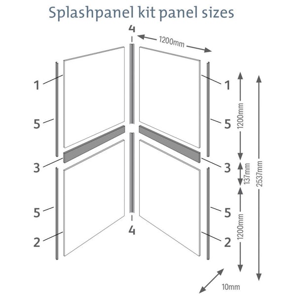 Splashpanel Arctic Sparkle easy fit 2 sided shower wall panel kit