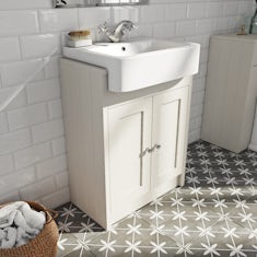 The Bath Co. Dulwich stone ivory semi recessed vanity with basin 600mm