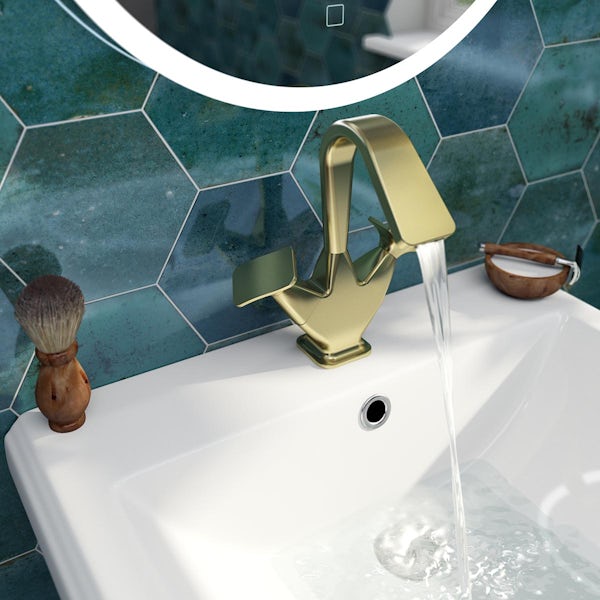 The Bath Co. Lotherton brushed brass tall basin mixer tap