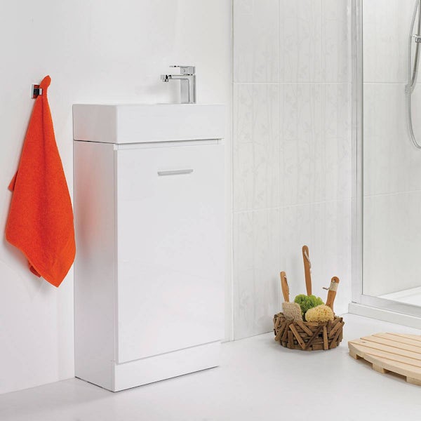 Compact White Furniture Unit with Compact Square Toilet