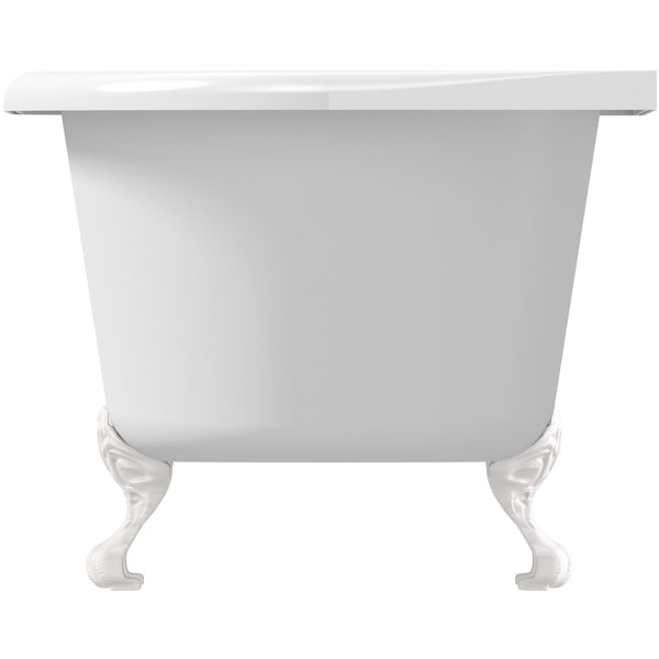The Bath Co. Dulwich back to wall roll top bath with white ball and claw feet 1700 x 750