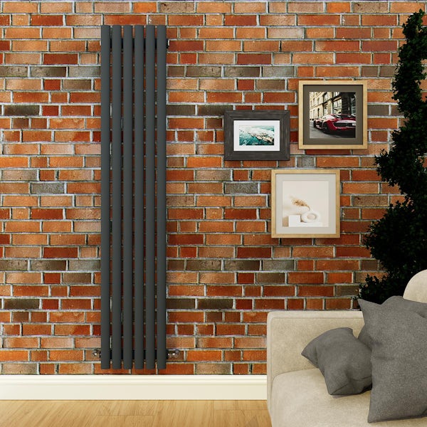 The Heating Co. Athena anthracite single vertical oval radiator