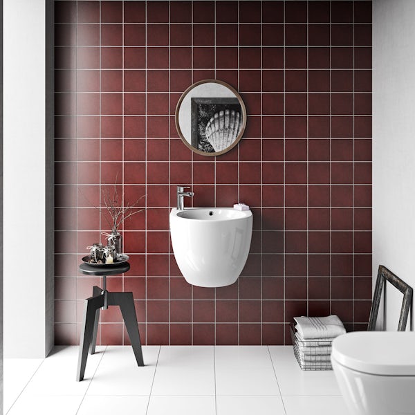 British Ceramic Tile Patchwork plain red matt tile 142mm x 142mm