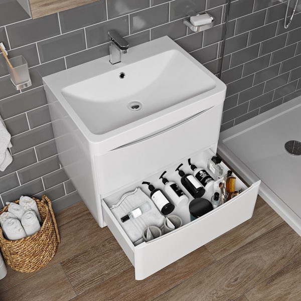 Mode Adler white 600mm wall hung vanity unit and basin