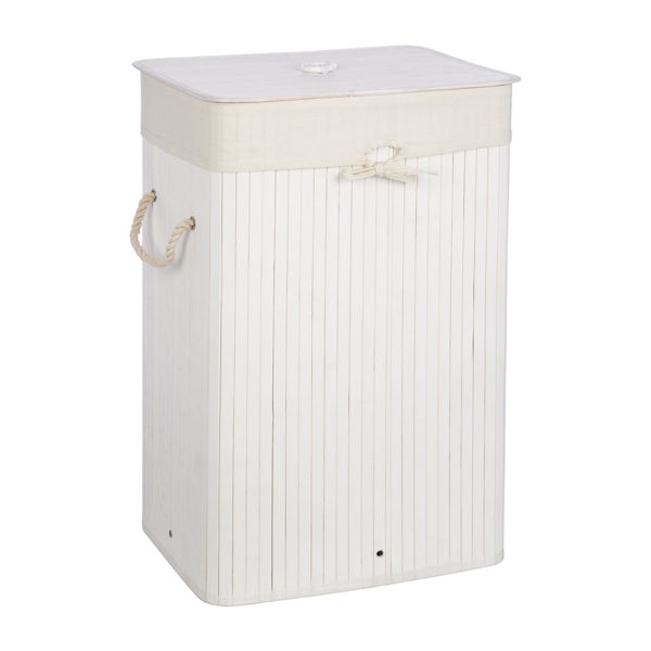 Accents Natural bamboo white rectangular laundry basket