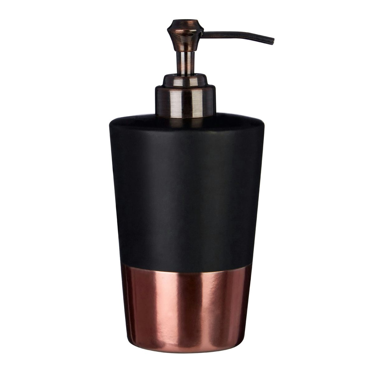 Accents Alpha stoneware black and copper lotion dispenser