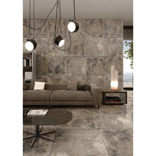 RAK Detroit Metal beige lapatto wall and floor tile 600mm x 600mm