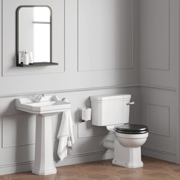Ideal Standard Waverley close coupled toilet with black seat and 1 tap hole full pedestal basin