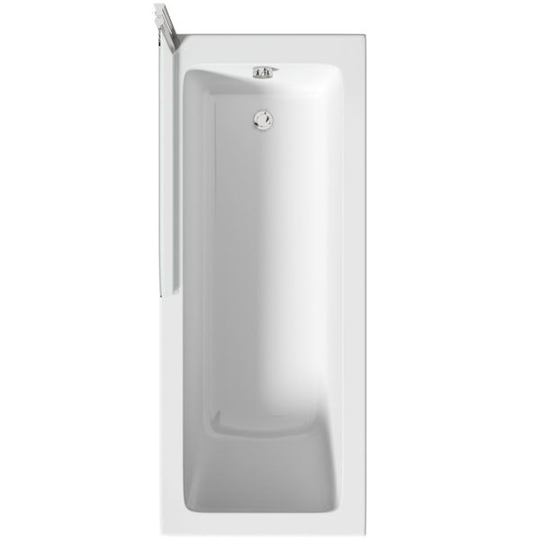 Orchard square edge straight shower bath with 6mm shower screen