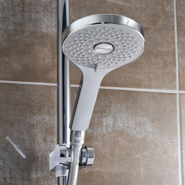 Aqualisa Unity Q Smart exposed shower pumped with adjustable handset and bath filler with overflow