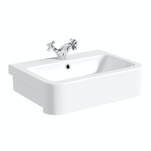 Orchard Dulwich 1 tap hole semi recessed countertop basin 565mm with tap