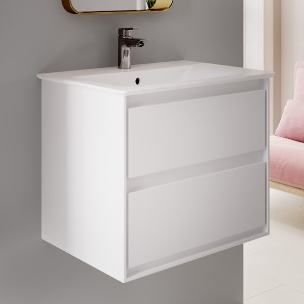 Ideal Standard Concept Air complete left hand white furniture and Idealform Plus shower bath suite 1700 x 800