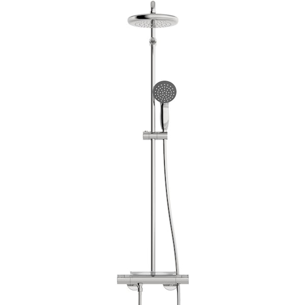 Grohe Vitalio Start 210 round thermostatic shower system with shelf