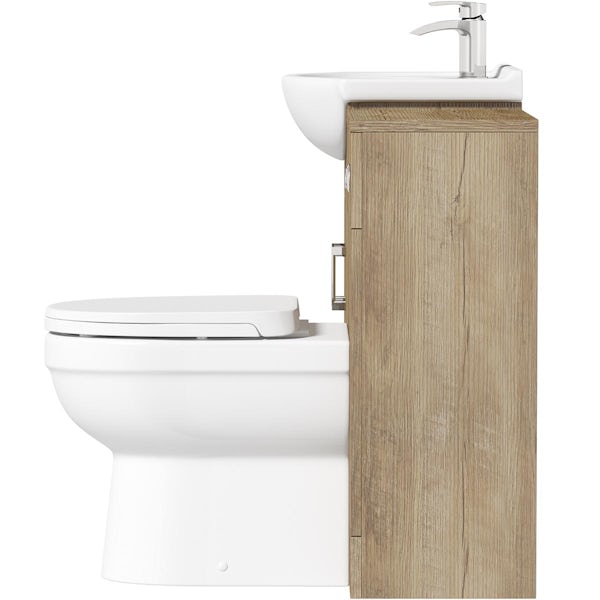 Orchard Lea oak furniture combination and Eden back to wall toilet with seat