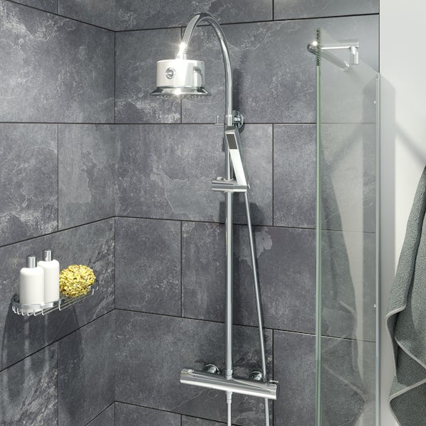 Mode Cool Touch round thermostatic exposed mixer shower with bluetooth speaker shower head