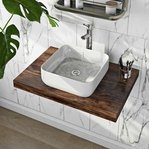 Accents Pemberton square thin edge countertop basin 360mm with tap
