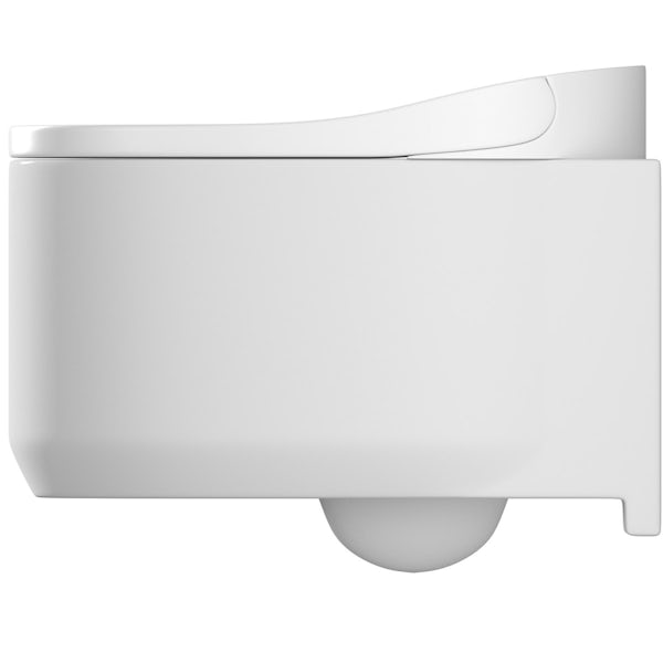 Grohe Sensia Arena smart toilet with soft close seat, 1.13m wall mounting frame and Skate Cosmopolitan flush plate