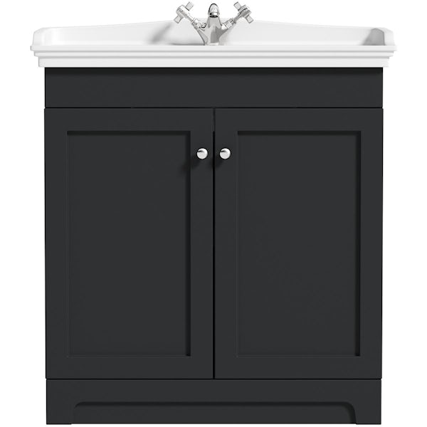 The Bath Co. Ascot graphite floorstanding vanity unit and ceramic basin 800mm with tap