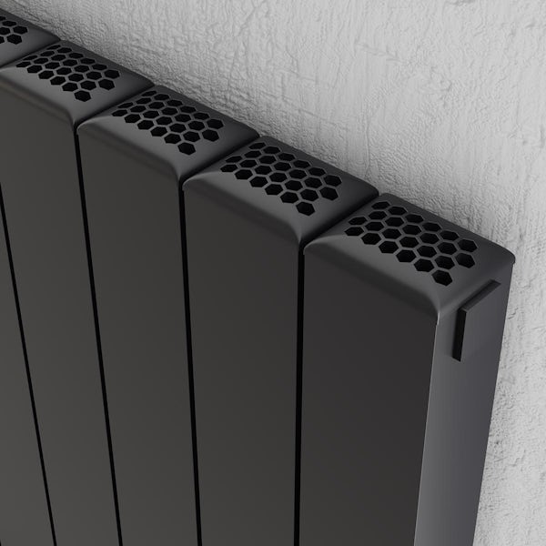 Vogue Edmonton horizontal textured black aluminium radiator