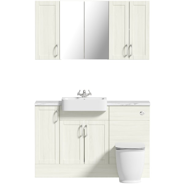 The Bath Co. Newbury white small fitted furniture & storage combination with white marble worktop