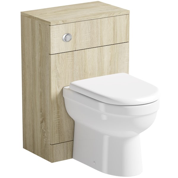 Orchard Eden oak slimline back to wall unit and toilet with seat