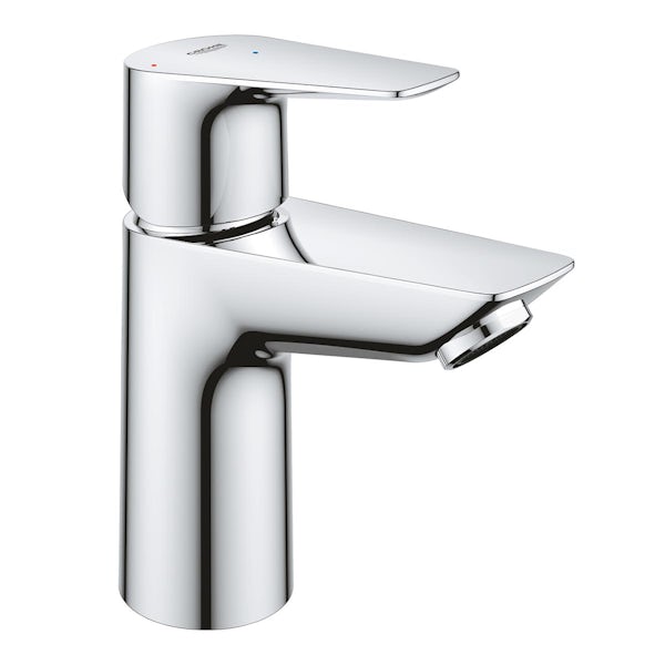 Grohe BauEdge basin mixer tap s-size cold start with push open waste