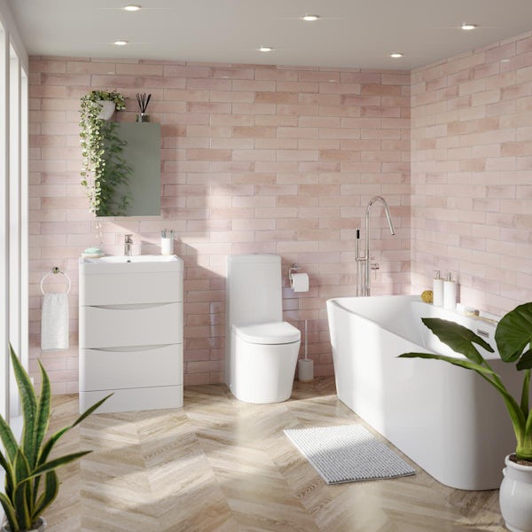 Calcolo Glory pink gloss ceramic wall tile 75 x 300mm