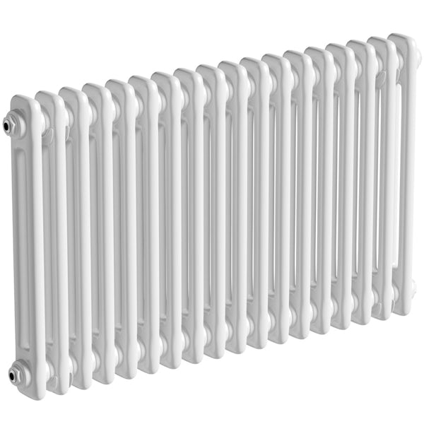 The Bath Co. Camberley white 2 column radiator 500 x 834 with angled valves
