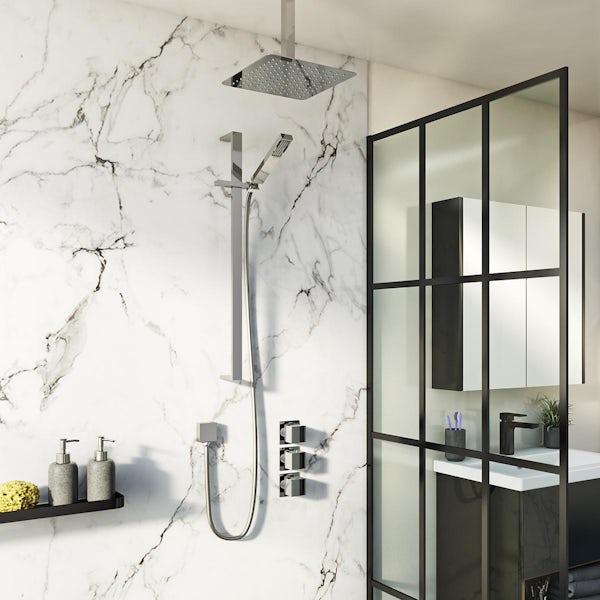Mode Cooper thermostatic shower valve with slider rail and ceiling shower set