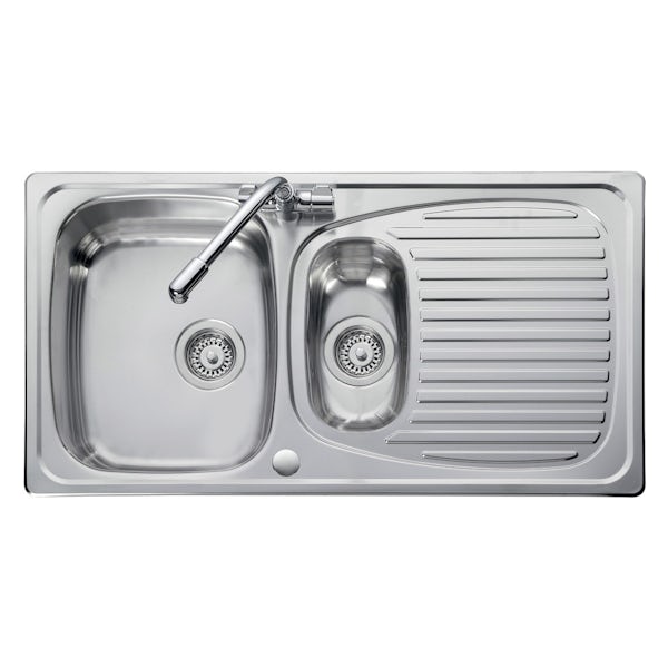Leisure Euroline reversible stainless steel 1.5 bowl kitchen sink and Schon WRAS kitchen tap