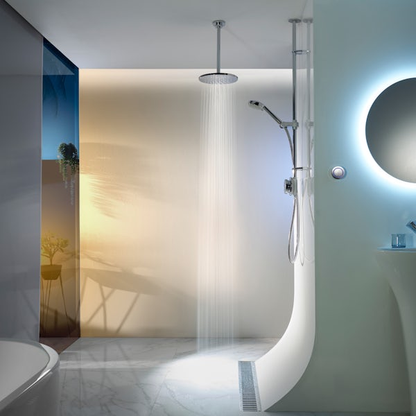 Aqualisa Quartz Smart concealed digital shower pumped with ceiling fixed shower head