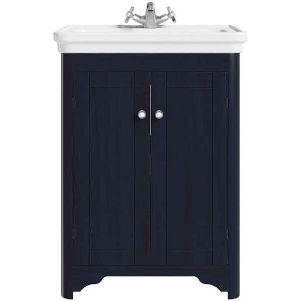 The Bath Co. Beaumont sapphire blue floorstanding vanity unit and basin 630mm with tap