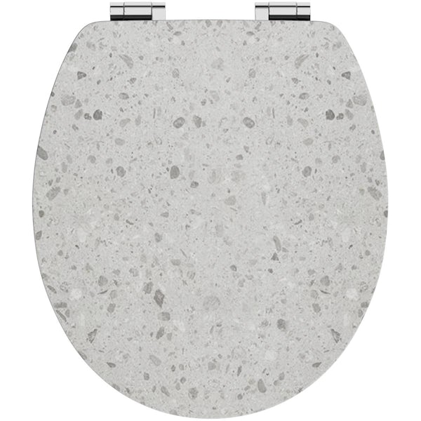 Accents stone effect MDF seat with light grey veneer