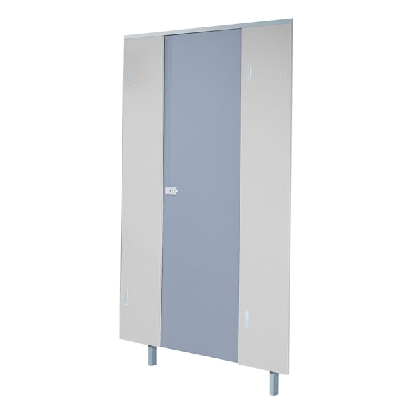Pendle smoke blue toilet cubicle door pack with plain grey pilasters