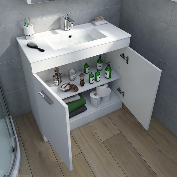Orchard Odessa gloss white floorstanding vanity unit and ceramic basin 800mm