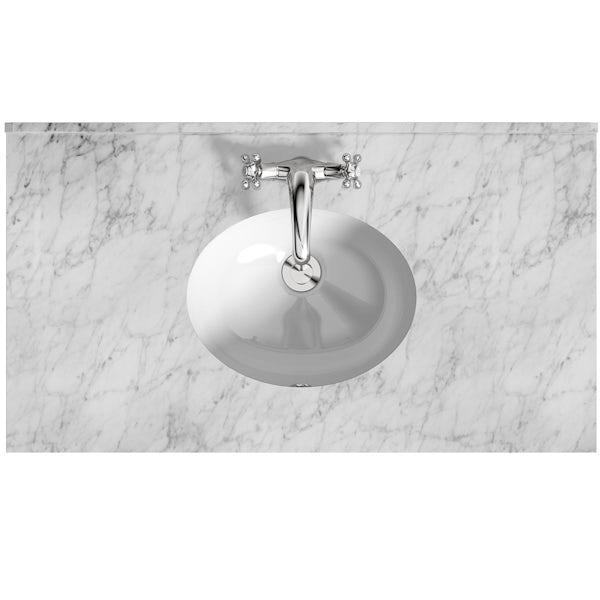 The Bath Co. Burghley matt white floorstanding vanity unit and white marble basin 900mm