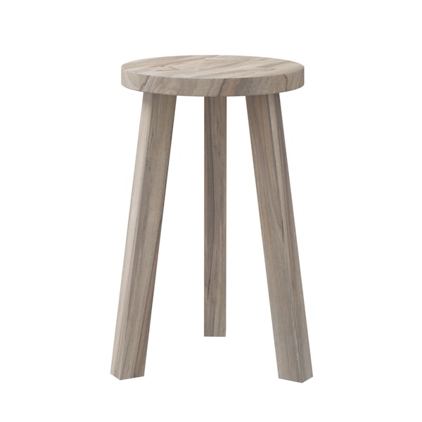 Pair of Eli greywash round stools