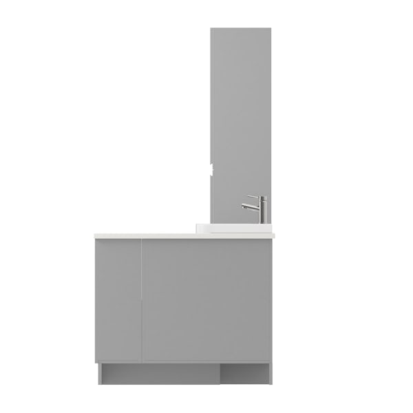 Orchard Wharfe slate matt grey corner large drawer fitted furniture pack with white worktop