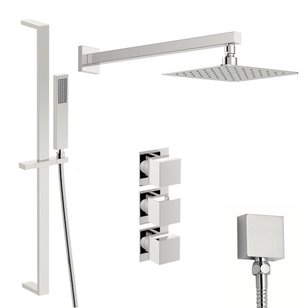 Mode Cooper thermostatic shower valve with slider rail and wall shower set