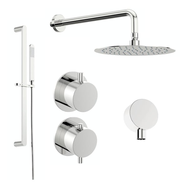 Mode Hardy round twin thermostatic shower set with sliding rail and wall shower head
