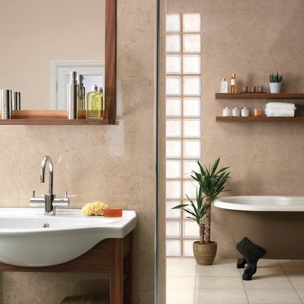 Showerwall Capuccino Marble waterproof shower wall panel