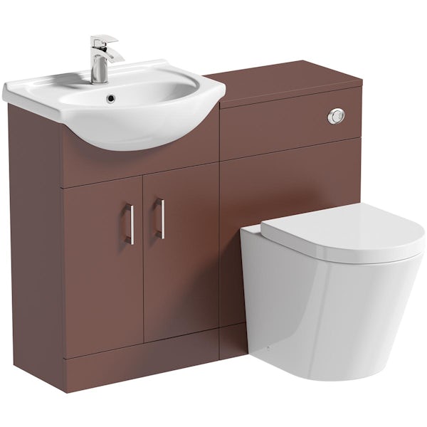 Orchard Lea tuscan red 1060mm combination and Contemporary back to wall toilet with seat
