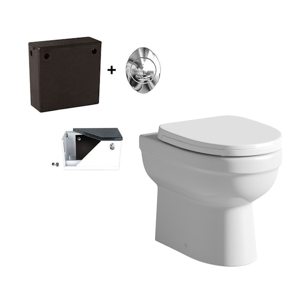 Eden back to wall toilet with soft close toilet seat and concealed cistern