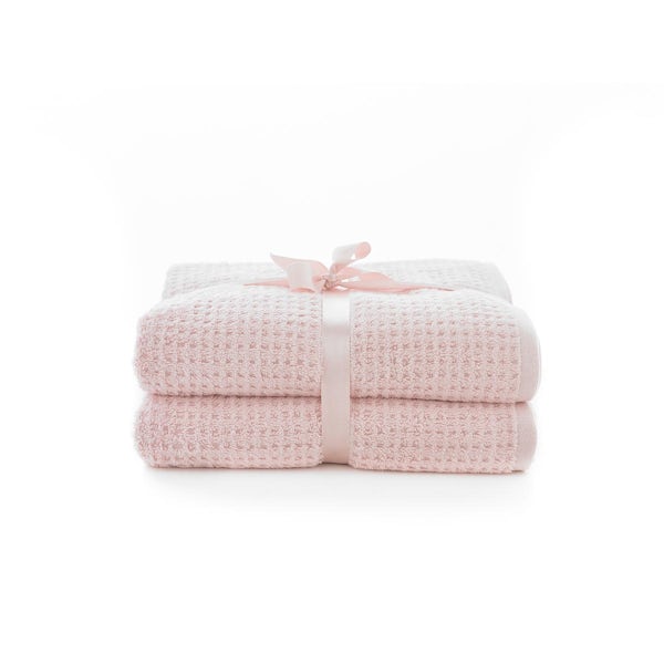 Deyongs Hamilton honeycomb 2 piece bath sheet in pink