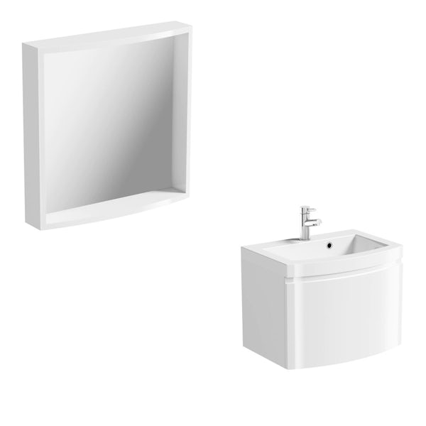 Harrison white wall hung vanity unit and mirror offer